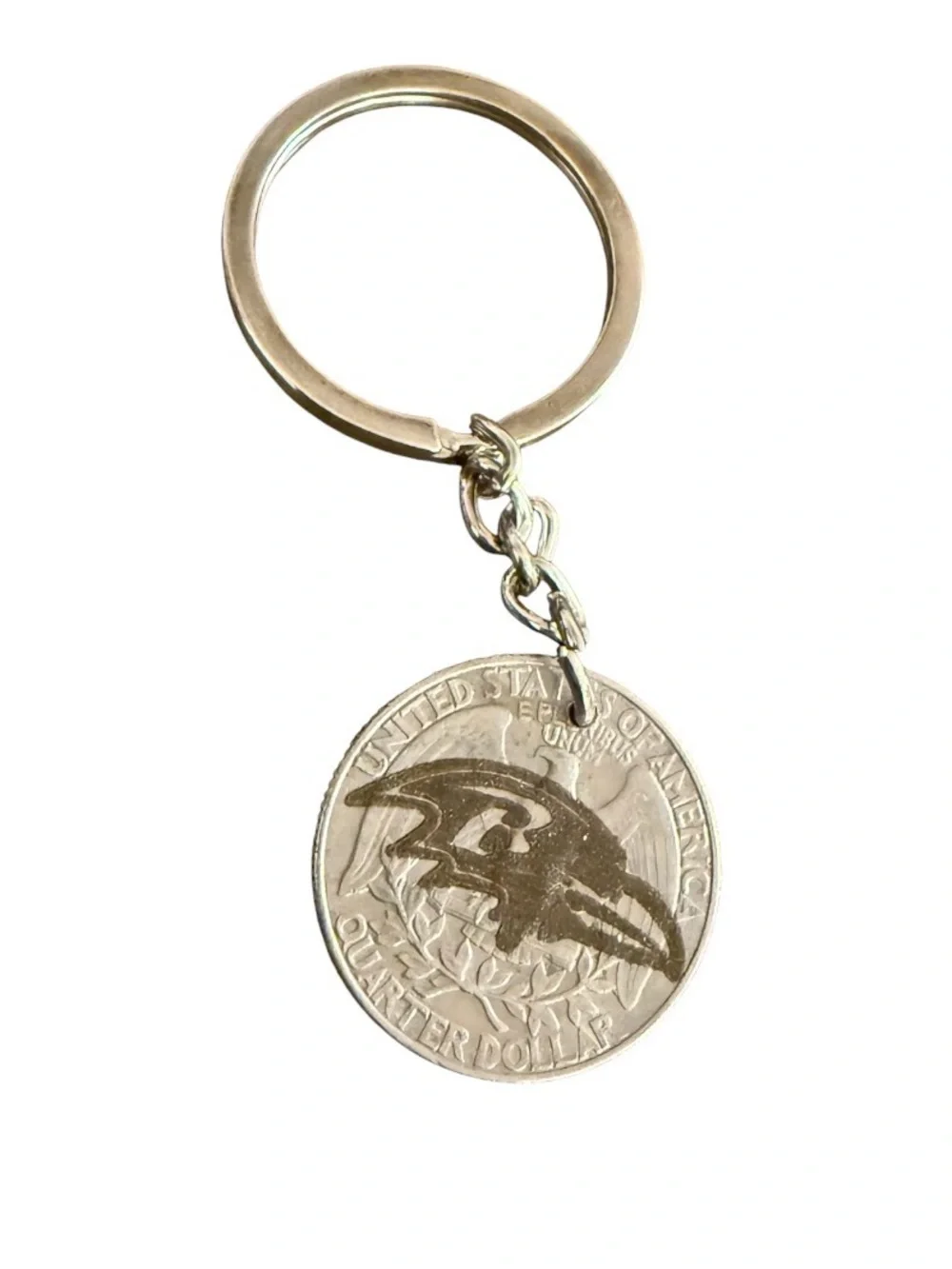 Silver Raven Coin Keychain - Men Accessories Key & Card Holders